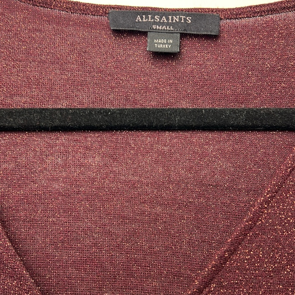 AllSaints Rina Glitz Ruched Drawstring Top - Size Small - Picture 3 of 8